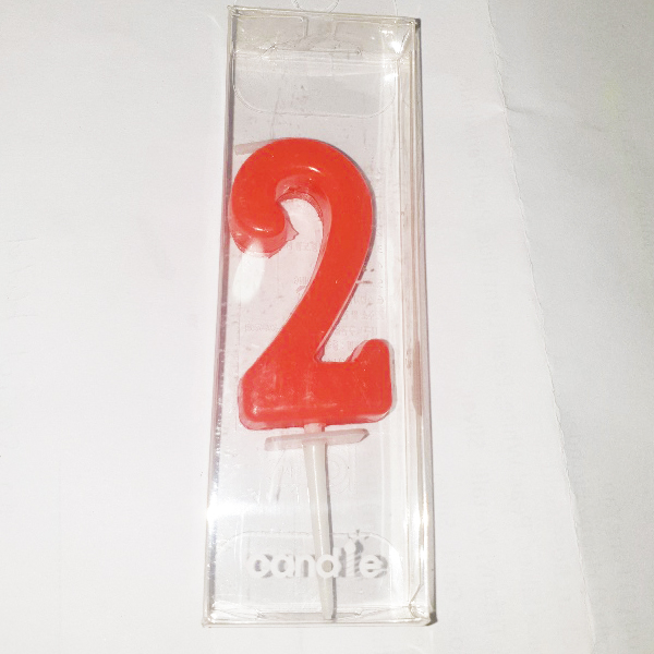 Red Number 2 Birthday Candle