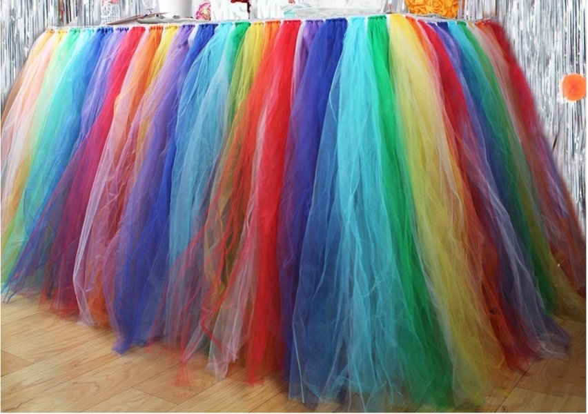 RAINBOW Colour TUTU Table Skirt (1 METRE)