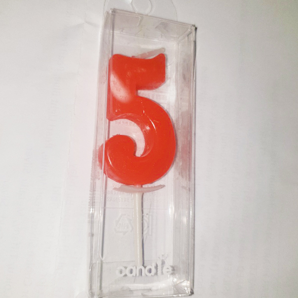 Red Number 5 Birthday Candle