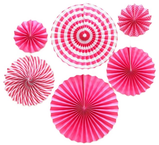 Magenta Colour Themed Paper Fan D.I.Y Set