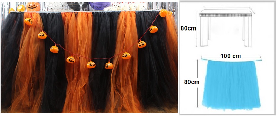 BLACK & ORANGE TUTU TABLE SKIRT