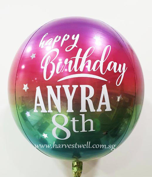 Customised Birthday Ombre Rainbow Orbz Balloon