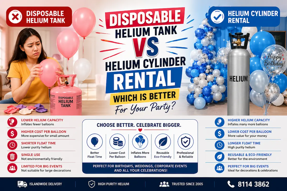 Disposable Helium Tank vs Helium Cylinder Rental Singapore