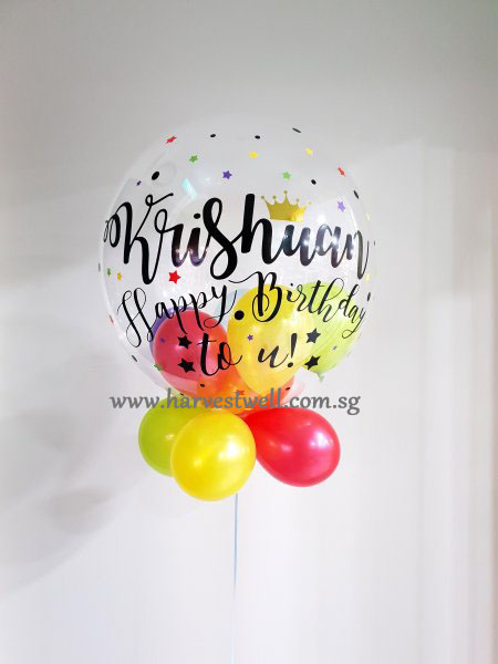 Happy Birthday Stars and Dots Customised Bubble Balloon